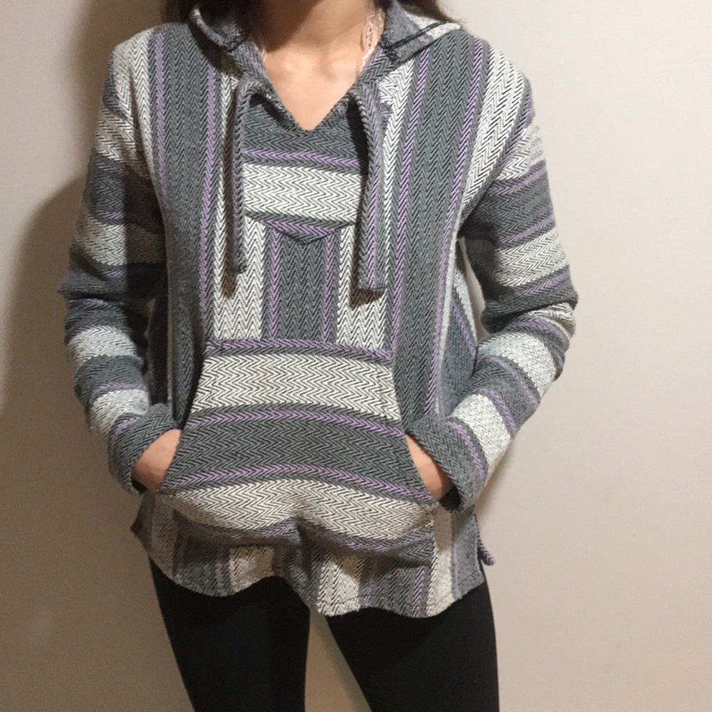 Grey wash lavender poncho